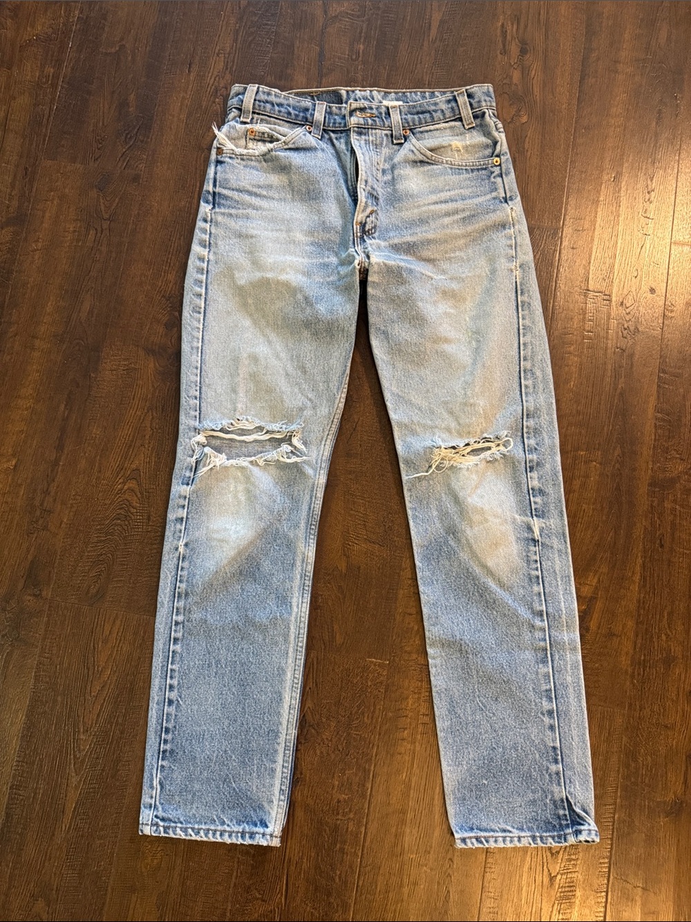 Levi's Light Blue Distressed Boot Cut Jeans